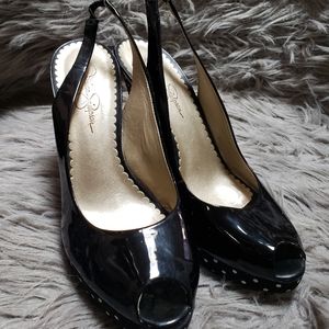 Black peep toe heels